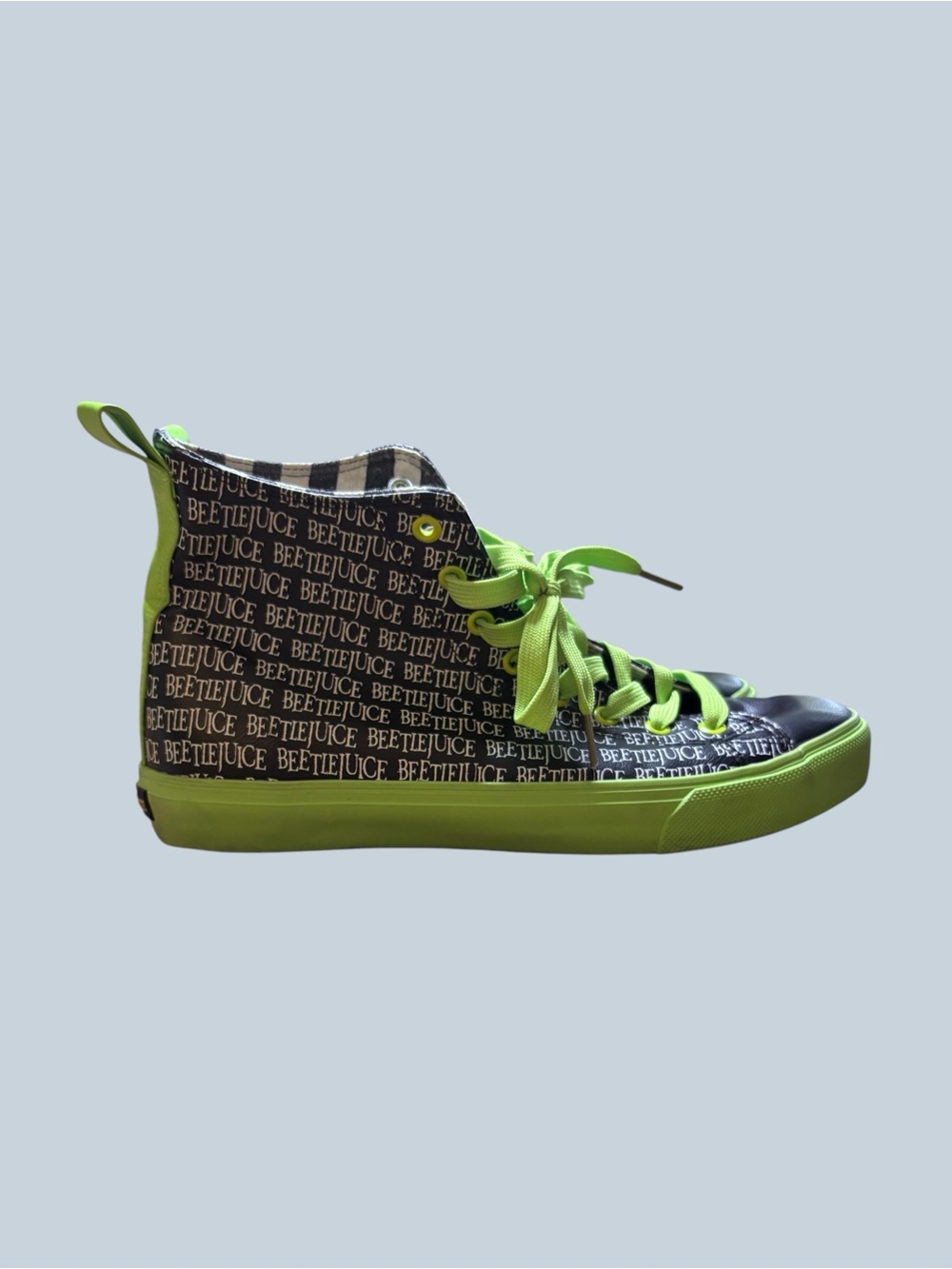 Men's High-Top Sneakers with Neon Green Accents